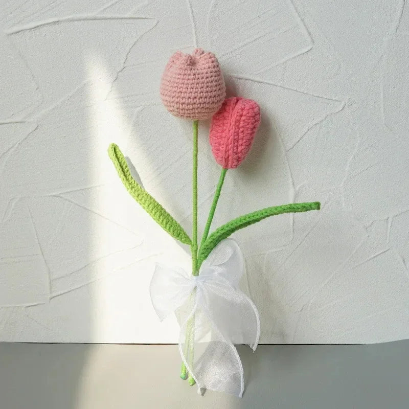Hand-Knitted Crochet Tulip