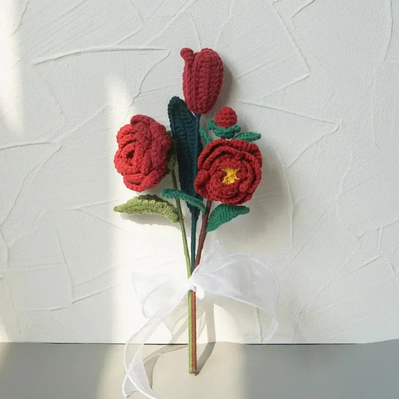 Hand-Knitted Crochet Tulip